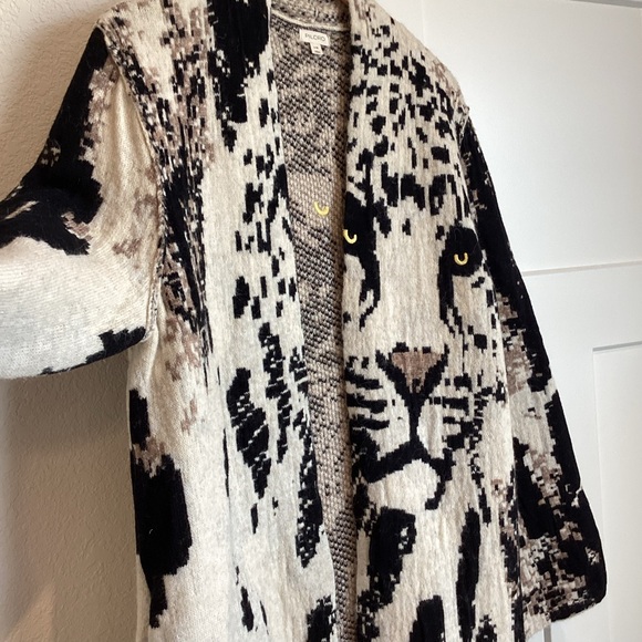 🐆Anthropologie Long Duster Sweater Long-Sleeve Leopard Pilcro NEW L/XL - Picture 8 of 16